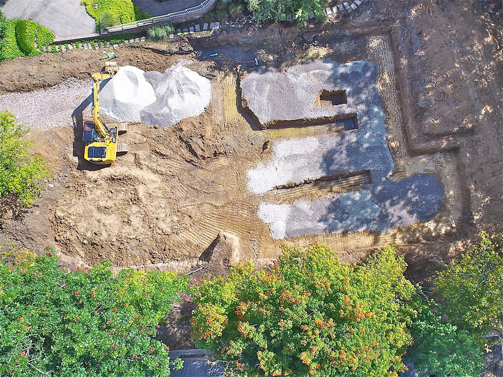 overhead site photo showing prep for foundation